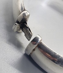 Rare Vintage Art Deco Sterling Silver Heavy Hinged Bangle Bracelet 74+ grams