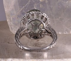 9.38ct Green Amethyst Praisiolite Cocktail Ring 14k White Gold with Diamonds