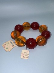 Vintage Plastic Synthetic Heavy Bead Bracelet New with Original Hang Tag Red