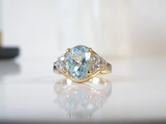 Sterling Silver 925 Natural Heated Blue Topaz Ring Size 7