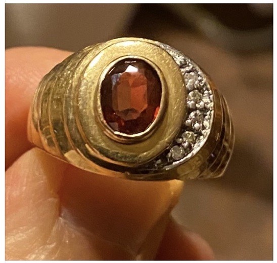 Vintage Shube’s Manufacturing Co 14K Gold Ring with Garnet and Diamond Accents