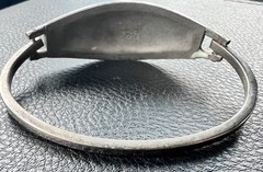 Vintage Silver Bracelet Alpaca Mexico White Floral Hinged Inlay Abalone
