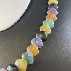 Vintage Lucite 20-Inch Necklace Square Beads Stacked Multicolored