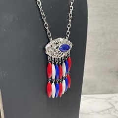 4th of JULY Perfect Gift Rare CAROLINE EMMONS Art Deco NEW Silver Tone Necklace