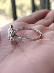Art Deco Vintage Style Lab Created Diamond Engagement 14K White Gold Finish Ring