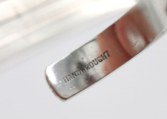 Vintage Modernist IC Handwrought Sterling Silver 925 Ribbed Cuff Bangle Bracelet