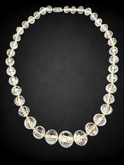Antique Tested Cut Rock Crystal 14k GE Clasp Faceted Graduated Bead Necklace 19″