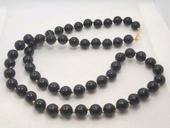 Vintage Black And Gold Plastic Beaded Necklace 30in.