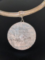 Vintage Givenchy Orange Enamel G Logo Torque Collar Choker Necklace Fair Cond