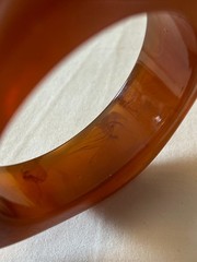 Vintage Acrylic Resi Bangle Irregular Geometric statement Bracelet Amber Color