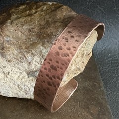 Brutalist Modernist Men’s Dimple Hammered Thick Pure Copper Cuff Bracelet Viking