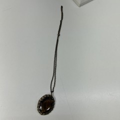 Vintage Large Brown Smoky Quartz Color Cushion Cut Pendant Necklace Gold Tone
