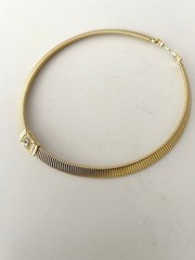 Vintage Christian Dior Clear Rhinestones Choker Necklace Gold Plated 16.5″