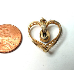 VTG WOMENS PENDANT 12K GOLD FILLED W/ RED STONE HEART 21MM
