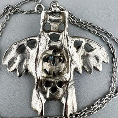 Vintage Thunderbird Eagle Necklace Southwestern Silver Tone Pendant 23”