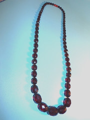 VTG Cherry Amber Faceted Graduated Beads Necklace Tested 28″ Length 56 gms