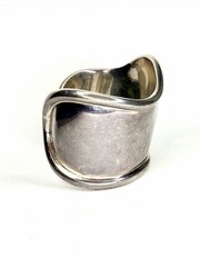 Vintage Sterling Silver Modernist Sculptural Bone Cuff Bracelet 91.7g