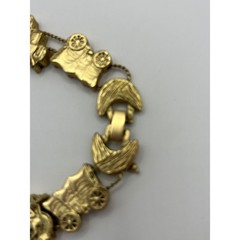 Vintage 1995 BG Western Slide Charm Bracelet Gold Tone Cowboy Boot Hat Wagon