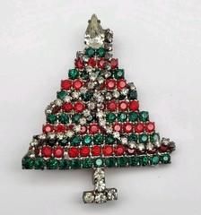 Stunning Vintage Christmas Tree Brooch pin MCM Estate Jewelry Holiday