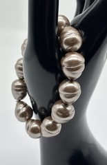 Vintage Roman Bracelet Extra-Large Faux Champagne Baroque Pearls Stretch, Signed