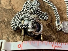 VINTAGE King Baby Studio Sterling Silver MERCURY SKULL Necklace 24″ Rare Bad Azz