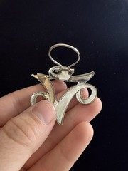 Vintage Modernist Silver Tone Scarf Clip Holder Abstract Swirl Scarf Ring 2.5”