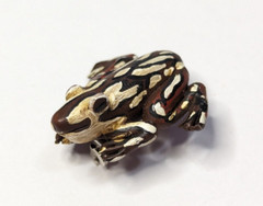 Vintage Polymer Clay Brown & Cream Frog Brooch Pin 1 3/8″ Handmade