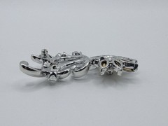 Vintage Corocraft Floral Dangle Brooch Silver Tone Signed