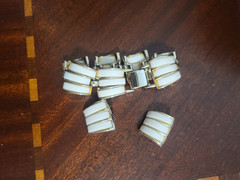 Charel White Molded Lucite Bracelet & Clip On Earrings Set Vintage 1950s/1960s