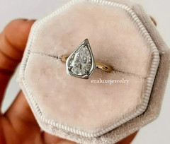 2.50Ctw Pear Cut Lab Created Diamond Engagement Ring 14K Two Tone Gold Plated