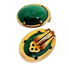 Vintage JJJ Co 1 /20 12k gold filled green jade carved scarab clip on earrings