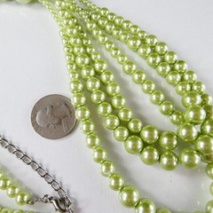 Pretty Mint Green Bead Drop Necklace Silver Tone Hardware Elegant Fashion Jewel