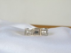 Vintage Sterling Silver 925 Art Deco Design Diamond Cut Wedding Band Ring Size 9