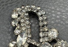 Vintage Art Deco Large Rhinestone Bow Brooch Pin Crystal Dangle Drop High End