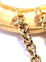Tona Jewelry Signed 4″ Gold Design Swirl Brooch 4 Charms Dangling from 4 Chains