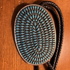 Zuni Bolo Tie, 211 Stones, Larry Moses Begay, Made From Belt Buckle