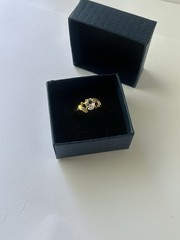 Vintage Clear Cubic Zirconia Ring Gold Plated Womens Size 10