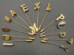 Lot Of Gold Tone Stick Pins -Initials Monogram R N M A E K L P D B44