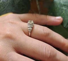 Vintage 18k White Gold Engagement Ring 1.03ct. Natural Old Euro Cut Diamond