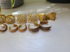 Gold Tone Vintage Stud Earring Earrings Lot Bundle