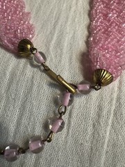 Elegant Vintage Pink Braided Style Statement Choker Glass Beads
