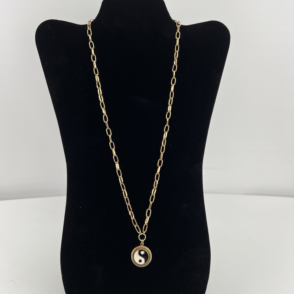 Wilhelmina Garcia 24″ Necklace Ying Yang 18kt Gold Plate Over 925 Silver WG