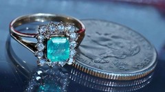 14k rose gold 0.78ct natural diamond sz 4.25 ring emerald vtg treated 2.50g 3823