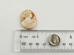 Vintage Loose Hand Carved Shell Cameo Woman Flowers in Hair 1.25 Inch x 1 In 5g