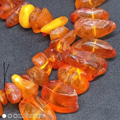 Necklace made of natural beautiful cognac amber weight 74 grams.