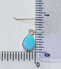925 Sterling Silver Lab Created Pear Blue Opal Fishwire Pierced Earring