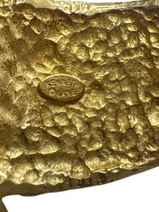 70s & 80s Kenneth Jay Lane Gold Tone Cuff Bracelet Alligator Textured Vintage