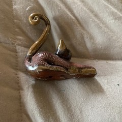 handmade pottery cat figurine 2 in long
