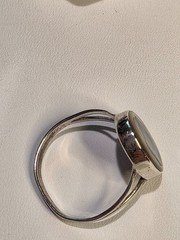 Vintage Mexico Sterling Silver Abalone Shell Ring Size 7.25 Split Shank 925
