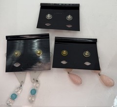 Vintage 80s Nikol Lucite Earrings Jewelry Lot 3 Pair Geometric Plastic Pink NOS
